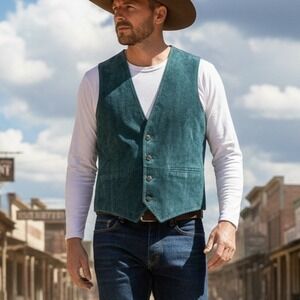 Vtg Wilsons The Leather Experts Mens Western Americana Suede Vest Sz  M Heritage